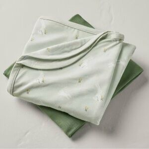 Hearth & Hand Bamboo Swaddle Blanket Set Green and Light Green